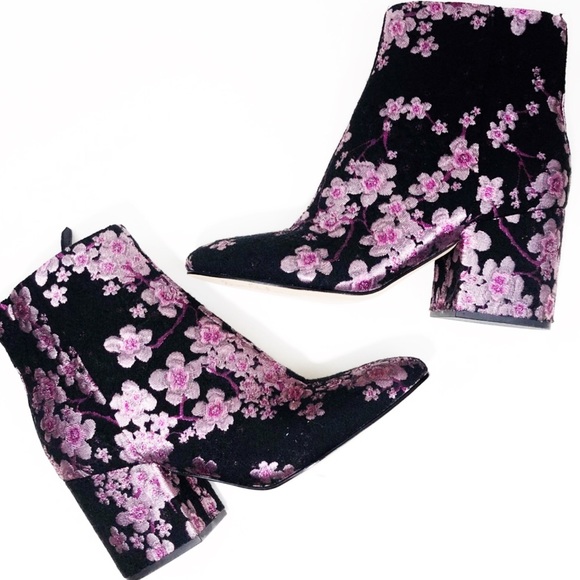 Sam Edelman Shoes - Sam Edelman Floral Ankle Boots Booties Chunky Heel